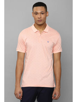Allen Solly - Men Pink Print Collar Neck Polo T-Shirt