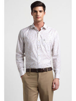 Allen Solly - Men White Slim Fit Printed Full Sleeves Formal Shirt