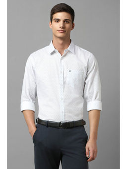 Allen Solly - Men White Slim Fit Print Full Sleeves Formal Shirt