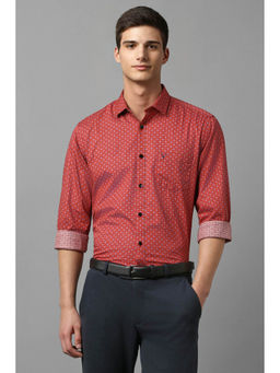 Allen Solly - Men Red Slim Fit Printed Full Sleeves Formal Shirt