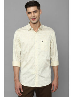 Allen Solly - Men Cream Slim Fit Print Full Sleeves Casual Shirt