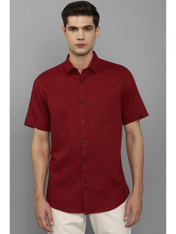Allen Solly - Men Maroon Slim Fit Solid Half Sleeves Casual Shirt