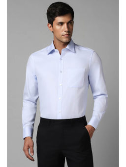 Louis Philippe - Men Blue Classic Fit Solid Full Sleeves Formal Shirt