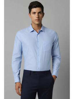 Louis Philippe - Men Blue Slim Fit Printed Full Sleeves Formal Shirt