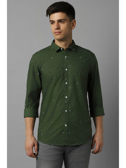 Louis Philippe - Men Green Super Slim Fit Print Full Sleeves Casual Shirt