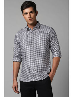 Louis Philippe - Men Black Slim Fit Check Full Sleeves Casual Shirt