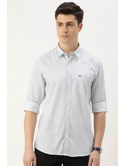 Peter England - Men Blue Slim Fit Print Full Sleeves Casual Shirt