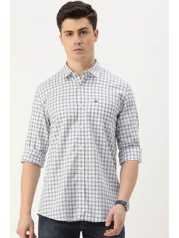 Peter England - Men White Slim Fit Check Full Sleeves Casual Shirt