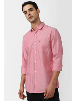 Peter England - Men Pink Slim Fit Solid Full Sleeves Casual Shirt