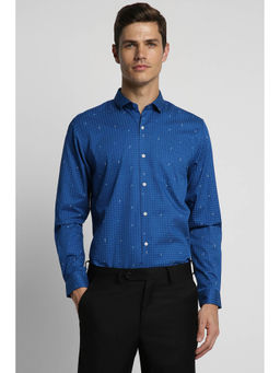 Peter England - Men Blue Slim Fit Checks Full Sleeves Formal Shirt