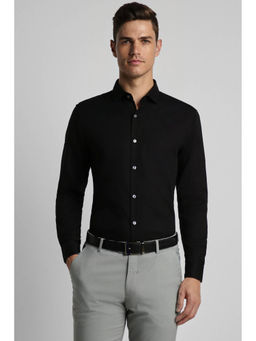 Peter England - Men Black Slim Fit Printed Design Full Sleeves Formal Shirt