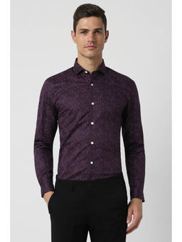 Peter England - Men Purple Super Slim Fit Printed Full Sleeves Formal Shirt