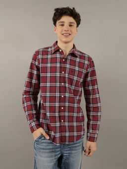 American Eagle - Men Burgundy Slim Fit Everyday Button Up Shirt