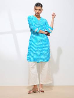 Shaily - Women'S Cotton Stripes Blue Kurta