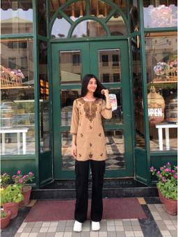 The Suitable - Women Cotton Embroidered Brown Kurti