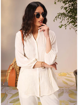 Lakshita - Ameera Ivory Embroidered Georgette Shirt for Women