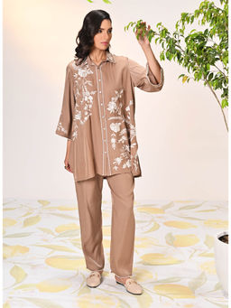Lakshita - Heer Taupe Embroidered Co-Ord for Women (Set of 2)