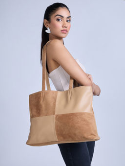 Twenty Dresses by Nykaa Fashion - Tan Colorblock Everyday Tote Bag