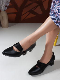 Carlton London - Black Solid Closed Back Block Pumps