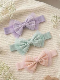 FUNKRAFTS - Girls Printed Bow Stretchable Headband Pack of 3