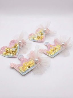 FUNKRAFTS - Girls Yellow Sequined Alligator Hair Clip Pack of 4