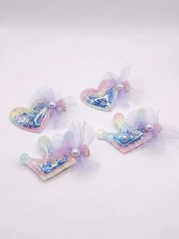 FUNKRAFTS - Girls Navy Blue Sequined Alligator Hair Clip Pack of 4