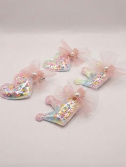 FUNKRAFTS - Girls Multi Color Sequined Alligator Hair Clip Pack of 4