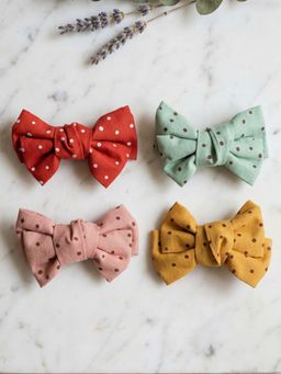 FUNKRAFTS - Girls Polka Dots Printed Alligator Hair Clip Pack of 4