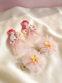 FUNKRAFTS - Girls Barbie & Floral Alligator Hair Clip Pack of 4