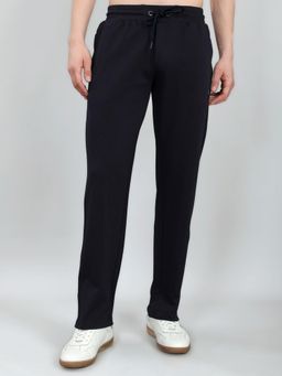 Monte Carlo - Navy Blue Cotton Blend Solid Trackpant