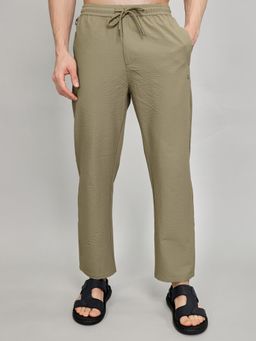 Monte Carlo - Beige Cotton Blend Solid Trackpant