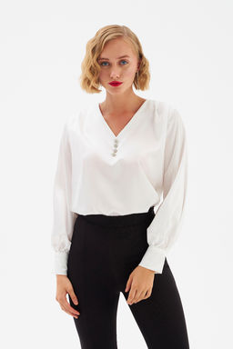 Sateen - Ecru Solid Pattern Top