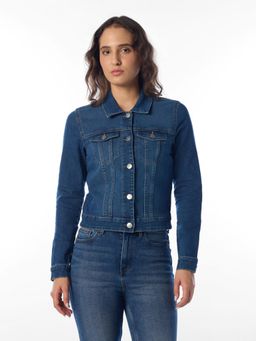 ONLY - Womens Solid Regular Fit Blue Jacket