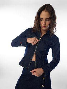 ONLY - Womens Solid Regular Fit Blue Jacket