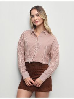 U.S. POLO ASSN. - Women Vertical Striped Oversized Fit Shirt