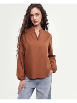 RAREISM - Solid Dark Brown Women Top