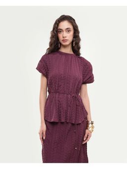 RAREISM - Self Design Dusky Purple Women Top with Belt