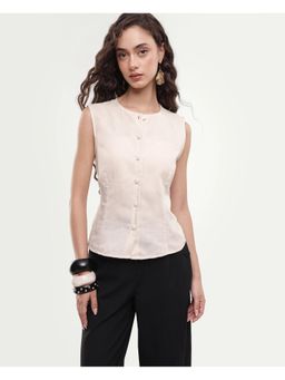 RAREISM - Solid Light Beige Women Top