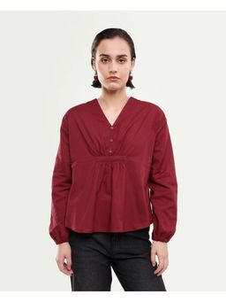 RAREISM - Solid Dark Red Women Top