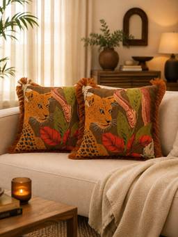 BELIHODE - Multi-Color Tropical Panthera Cushion Covers (16x16 inches)