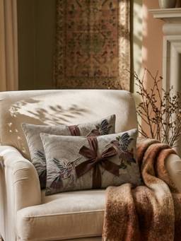 BELIHODE - Grey Atlannas Whispers Hand Embroidered Pillow Cover (12 x 20 Inches)