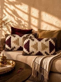 BELIHODE - Multi-Color Vitra Pilecraft Hand Crafted Pillow Cover (12 x 20 Inches)
