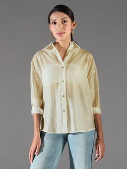 SHOWOFF - Classic Women Green Colorblock Oversized Shirt