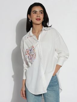 SHOWOFF - Women Edition Oversized White Solid Shirt