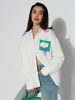 SHOWOFFFF - Women Edition Oversized White Solid Shirt