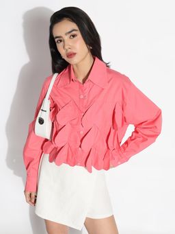 SHOWOFF - Women Edition Oversized Pink Solid Shirt