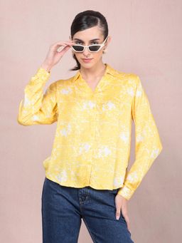CRIMSOUNE CLUB - Women Yellow Printed Shirt