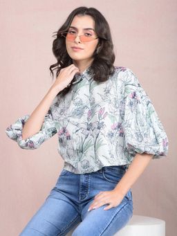 CRIMSOUNE CLUB - Women Pink Floral Print Shirt