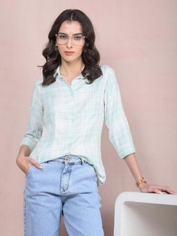 CRIMSOUNE CLUB - Women Green Checked Shirt