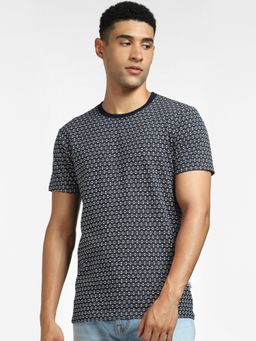 Jack & Jones - Men Textured Blue T-shirt